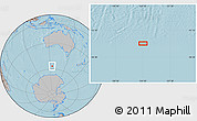 Gray Location Map of the area around 56° 48' 24" S, 124° 10' 30" E, hill shading