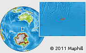 Physical Location Map of the area around 56° 48' 24" S, 124° 10' 30" E