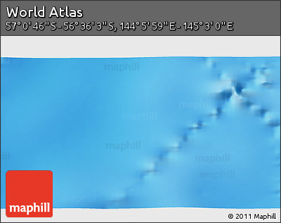 Physical 3D Map of the Area around 56° 48' 24" S, 144° 34' 29" E