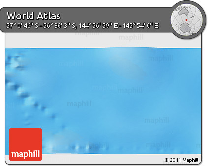 Physical 3D Map of the Area around 56° 48' 24" S, 145° 25' 30" E