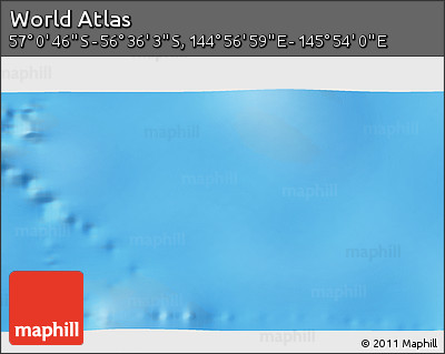 Physical 3D Map of the Area around 56° 48' 24" S, 145° 25' 30" E