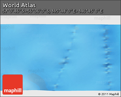 Physical 3D Map of the Area around 56° 48' 24" S, 146° 16' 30" E