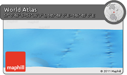Physical Panoramic Map of the Area around 56° 48' 24" S, 146° 16' 30" E