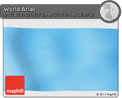 Physical 3D Map of the Area around 56° 48' 24" S, 147° 58' 29" E