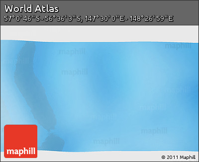 Physical 3D Map of the Area around 56° 48' 24" S, 147° 58' 29" E
