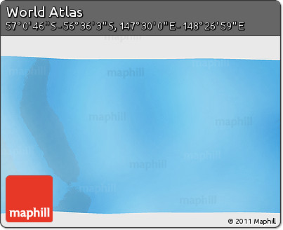 Physical 3D Map of the Area around 56° 48' 24" S, 147° 58' 29" E