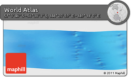 Physical Panoramic Map of the Area around 56° 48' 24" S, 148° 49' 29" E