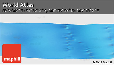 Physical Panoramic Map of the Area around 56° 48' 24" S, 148° 49' 29" E