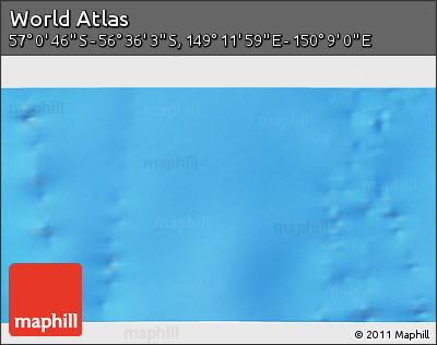 Physical 3D Map of the Area around 56° 48' 24" S, 149° 40' 30" E