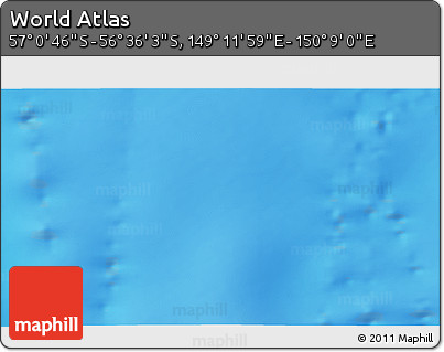 Physical 3D Map of the Area around 56° 48' 24" S, 149° 40' 30" E