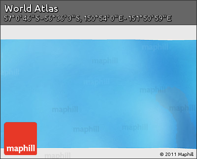 Physical 3D Map of the Area around 56° 48' 24" S, 151° 22' 30" E