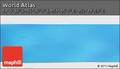 Physical Panoramic Map of the Area around 56° 48' 24" S, 152° 13' 29" E
