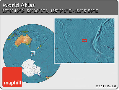 Satellite Location Map of the Area around 56° 48' 24" S, 155° 37' 30" E