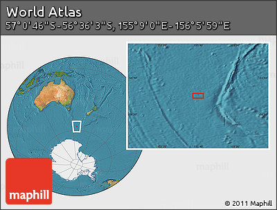 Satellite Location Map of the Area around 56° 48' 24" S, 155° 37' 30" E