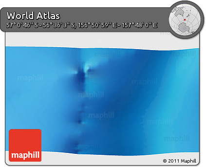 Physical 3D Map of the Area around 56° 48' 24" S, 157° 19' 29" E