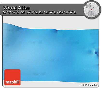 Physical 3D Map of the Area around 56° 48' 24" S, 159° 1' 30" E