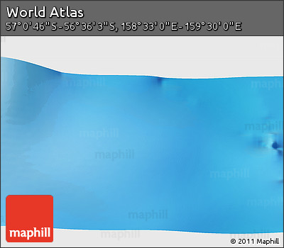Physical 3D Map of the Area around 56° 48' 24" S, 159° 1' 30" E