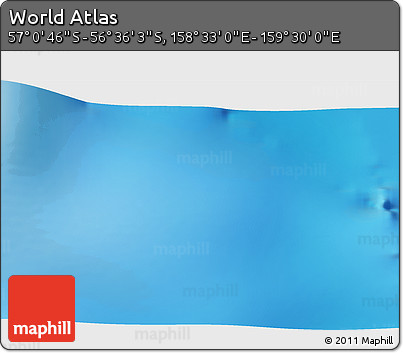 Physical 3D Map of the Area around 56° 48' 24" S, 159° 1' 30" E