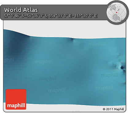 Satellite 3D Map of the Area around 56° 48' 24" S, 159° 1' 30" E