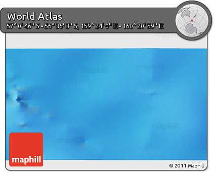 Physical 3D Map of the Area around 56° 48' 24" S, 159° 52' 30" E