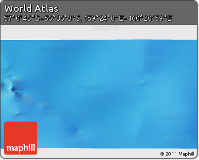Physical 3D Map of the Area around 56° 48' 24" S, 159° 52' 30" E