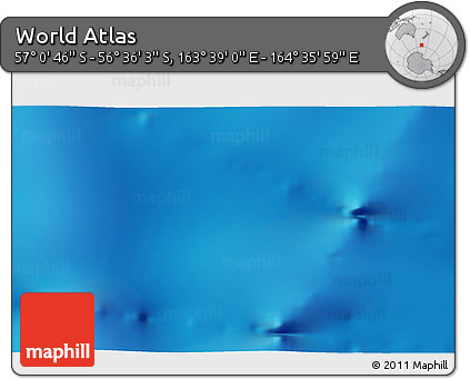 Shaded Relief 3D Map of the Area around 56° 48' 24" S, 164° 7' 30" E