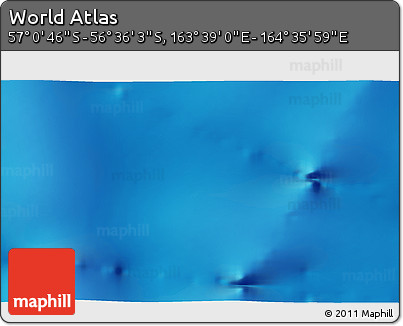 Shaded Relief 3D Map of the Area around 56° 48' 24" S, 164° 7' 30" E