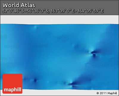 Shaded Relief 3D Map of the Area around 56° 48' 24" S, 164° 7' 30" E