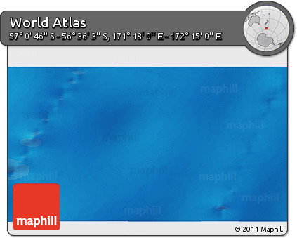 Physical 3D Map of the Area around 56° 48' 24" S, 171° 46' 30" E