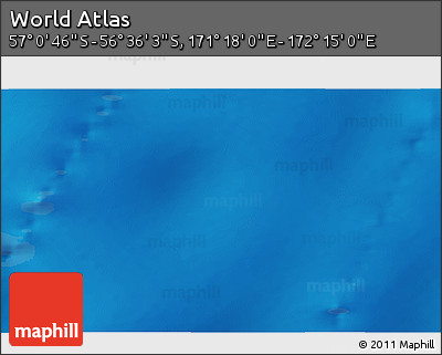 Physical 3D Map of the Area around 56° 48' 24" S, 171° 46' 30" E