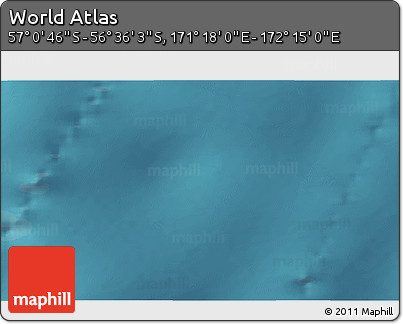 Satellite 3D Map of the Area around 56° 48' 24" S, 171° 46' 30" E