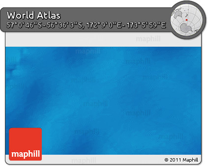 Physical 3D Map of the Area around 56° 48' 24" S, 172° 37' 30" E