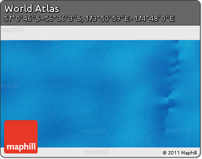 Physical 3D Map of the Area around 56° 48' 24" S, 174° 19' 29" E