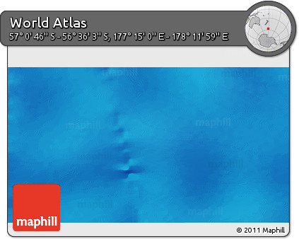 Physical 3D Map of the Area around 56° 48' 24" S, 177° 43' 29" E