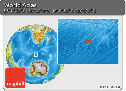 Physical Location Map of the Area around 56° 48' 24" S, 19° 37' 30" E