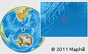 Physical Location Map of the area around 56° 48' 24" S, 28° 58' 30" E