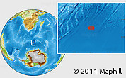 Physical Location Map of the area around 56° 48' 24" S, 30° 40' 29" E