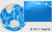 Shaded Relief Location Map of the area around 56° 48' 24" S, 44° 16' 29" E