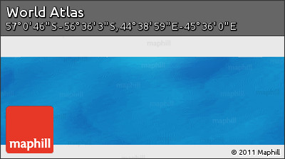 Physical Panoramic Map of the Area around 56° 48' 24" S, 45° 7' 30" E