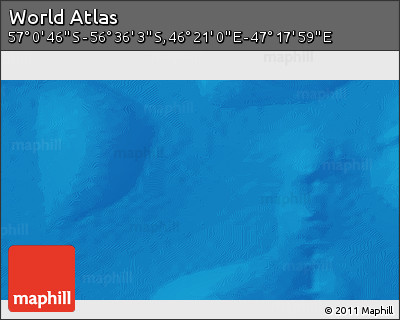 Physical 3D Map of the Area around 56° 48' 24" S, 46° 49' 30" E