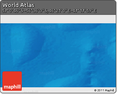 Physical 3D Map of the Area around 56° 48' 24" S, 46° 49' 30" E