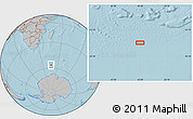 Gray Location Map of the area around 56° 48' 24" S, 46° 49' 30" E, hill shading