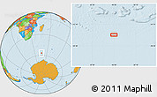 Political Location Map of the area around 56° 48' 24" S, 46° 49' 30" E