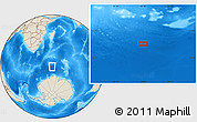 Shaded Relief Location Map of the area around 56° 48' 24" S, 46° 49' 30" E