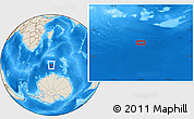 Shaded Relief Location Map of the area around 56° 48' 24" S, 47° 40' 29" E