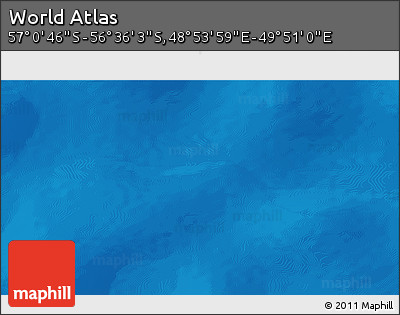 Physical 3D Map of the Area around 56° 48' 24" S, 49° 22' 30" E