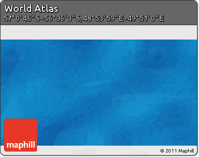 Physical 3D Map of the Area around 56° 48' 24" S, 49° 22' 30" E