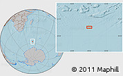 Gray Location Map of the area around 56° 48' 24" S, 49° 22' 30" E, hill shading