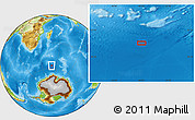 Physical Location Map of the area around 56° 48' 24" S, 49° 22' 30" E
