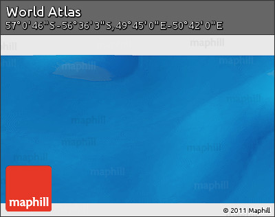 Physical 3D Map of the Area around 56° 48' 24" S, 50° 13' 30" E